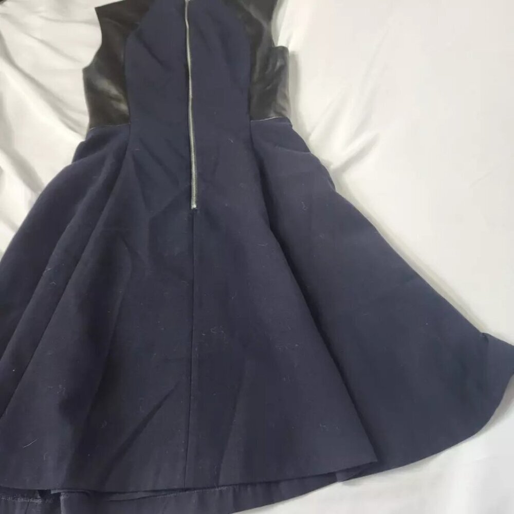 Rebecca Taylor Women's Size 2 Leather Trim Fit Flare Dress - Picture 7 of 8